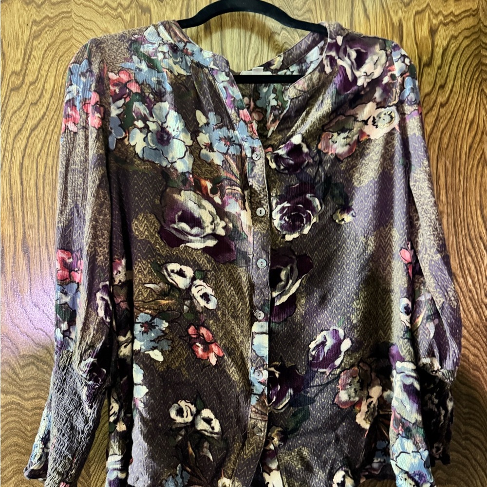 ODDY Floral Women's Blouse - Purple and Pink